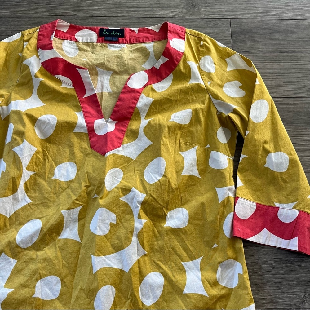Boden Yellow, White & Coral Graphic Tunic - Picture 2 of 7